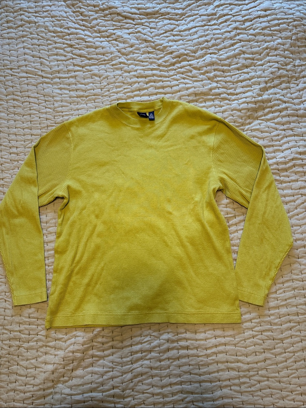 Gap Chartreuse Green Ribbed Long Sleeve Top Shirt Womens Size Medium